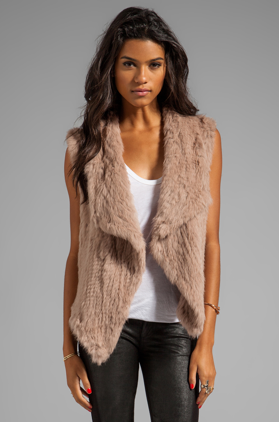 Nicholas Knitted Rabbit Fur Vest In Nude Natural Lyst