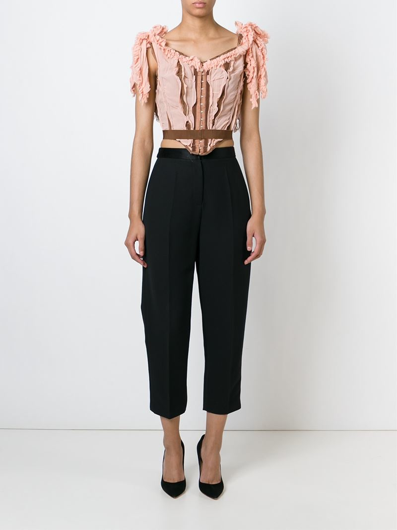 Lyst - Jean Paul Gaultier Ruffled Corset Top in Pink