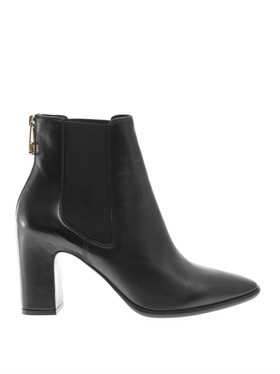 Balenciaga Zip-Back Leather Ankle Boots in Black | Lyst