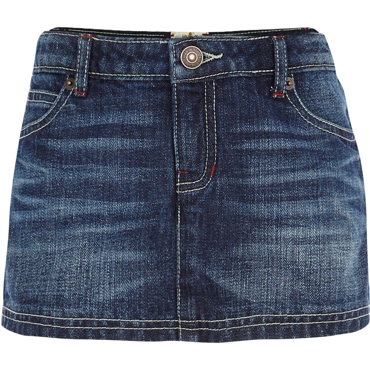 River island Girls Blue Mid Wash Denim Skort in Blue Lyst