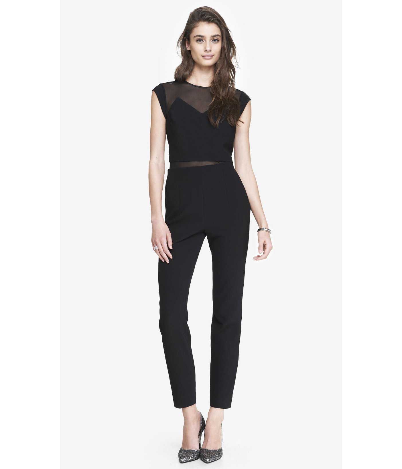 mesh top jumpsuit