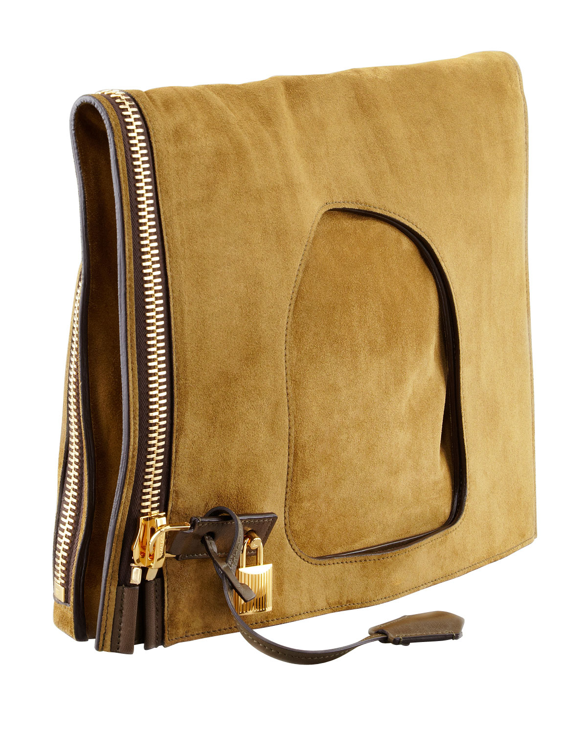Lyst Tom ford Alix Suede Padlock Zip Shoulder Bag in Brown