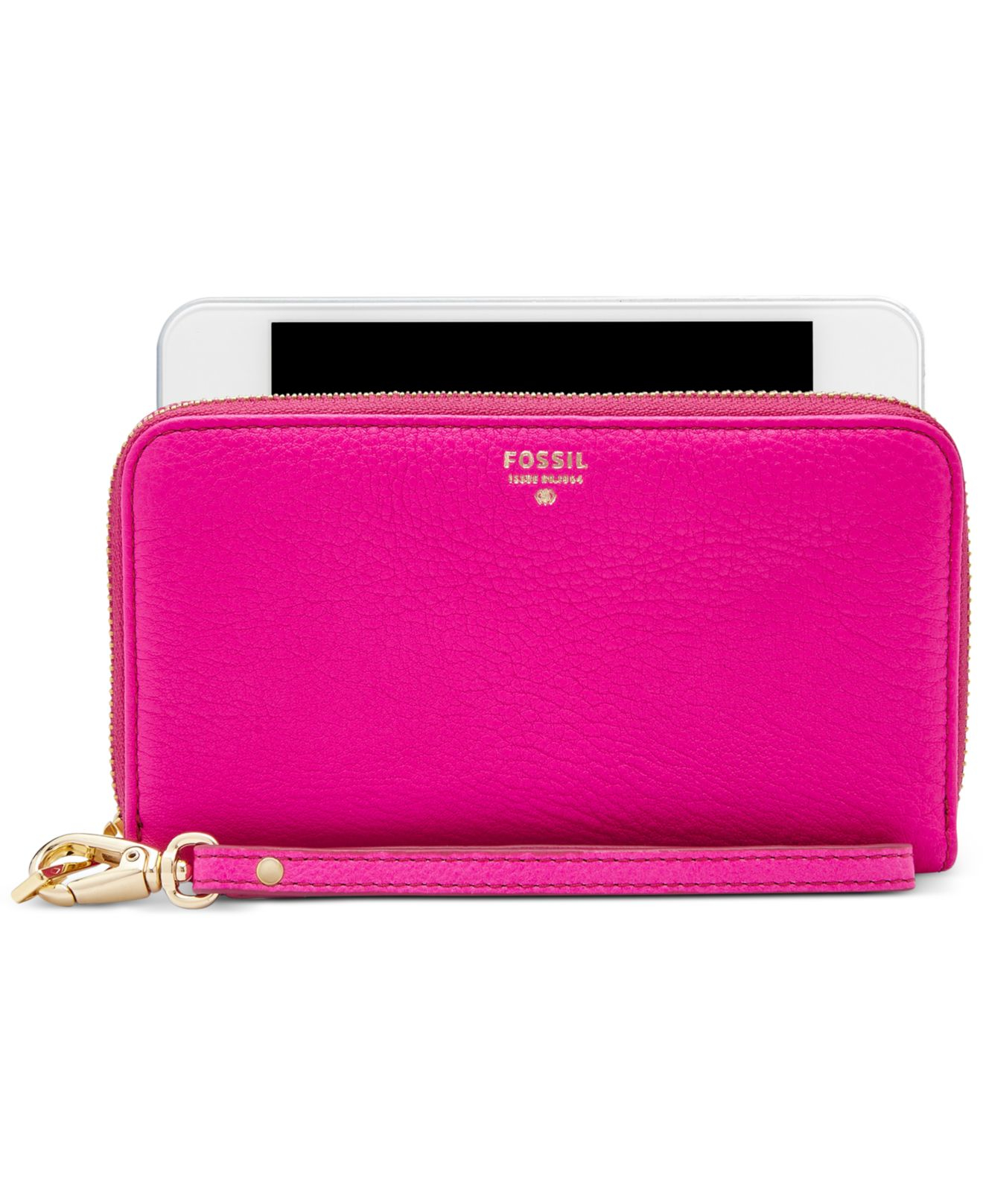 Fossil Sydney Leather Zip Phone Wallet in Hot Pink (Pink) - Lyst