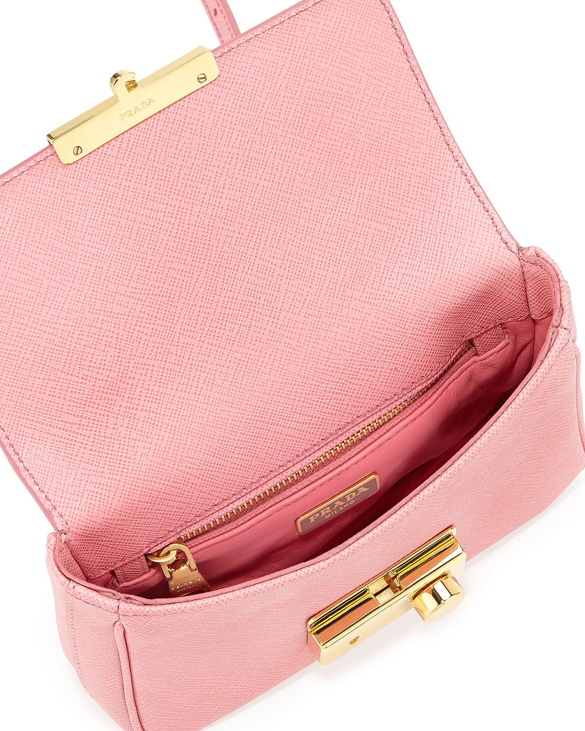 Prada Saffiano Rounded Mini Sound Bag in Pink (FUSCHIA(GERANIO ...