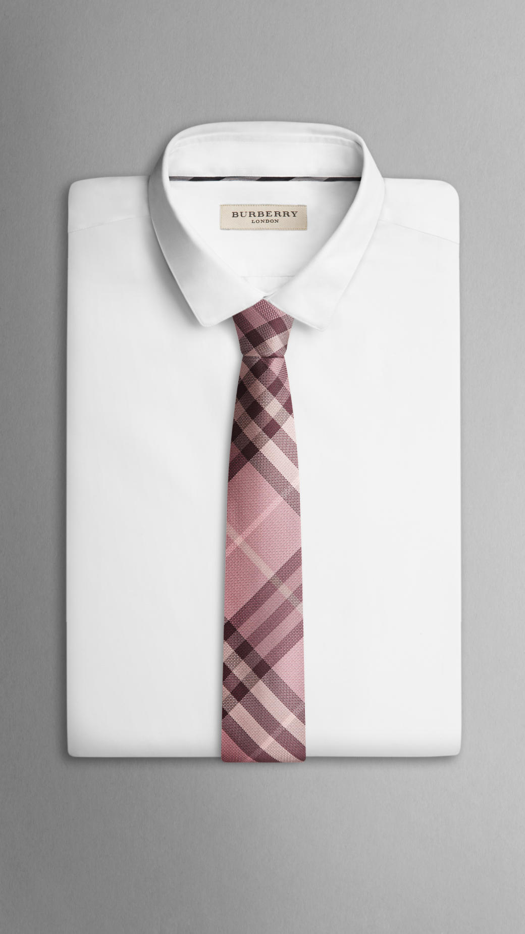 Burberry Check Silk Tie in Pink for Men | Lyst