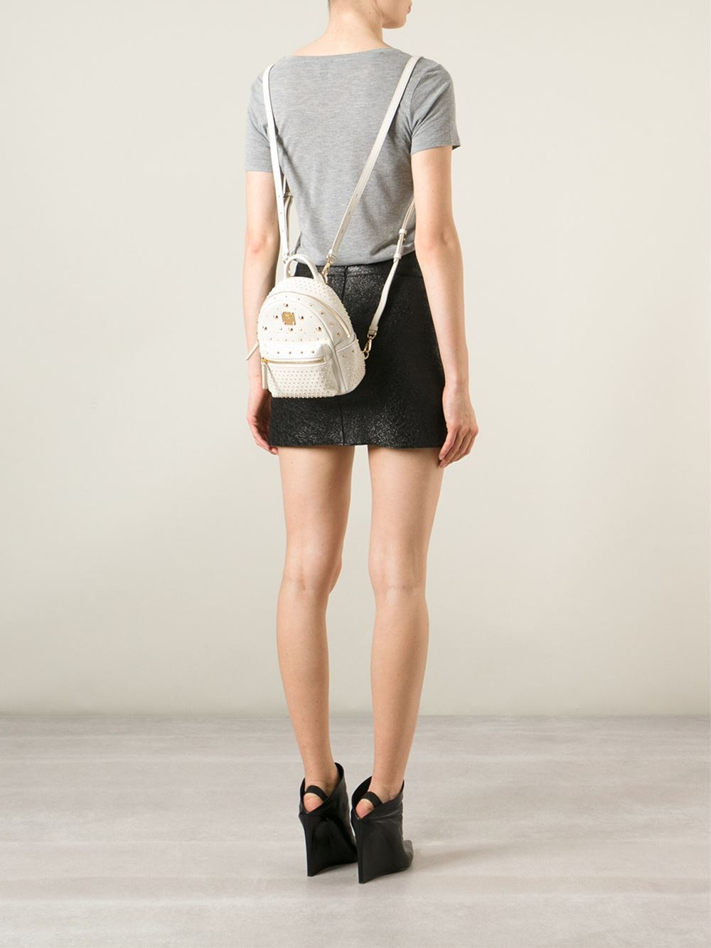 Mcm Mini Bebe Boo Backpack In Natural Lyst Mcm Mini Bebe Boo Backpack In Natural Lyst