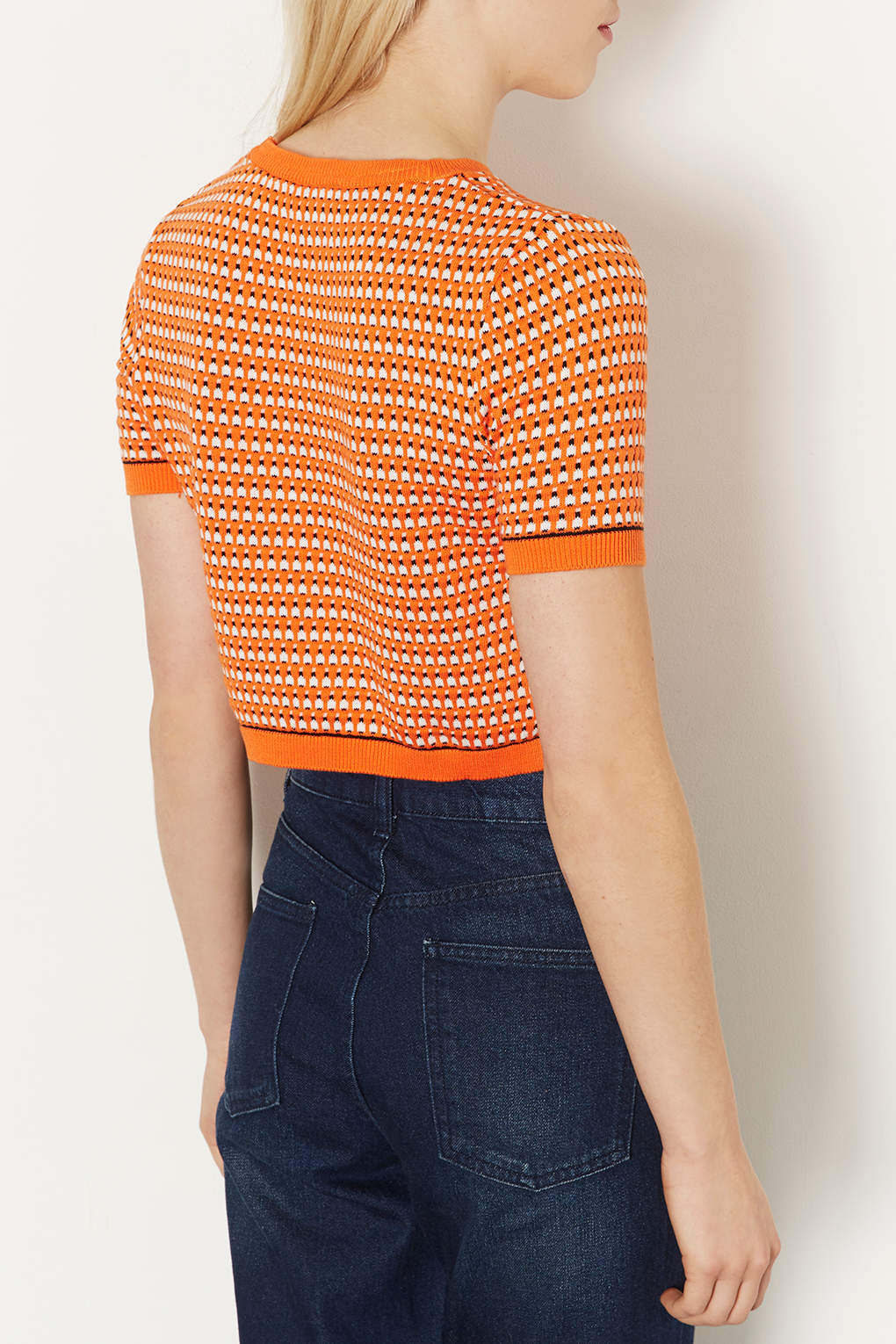 orange knitted crop top