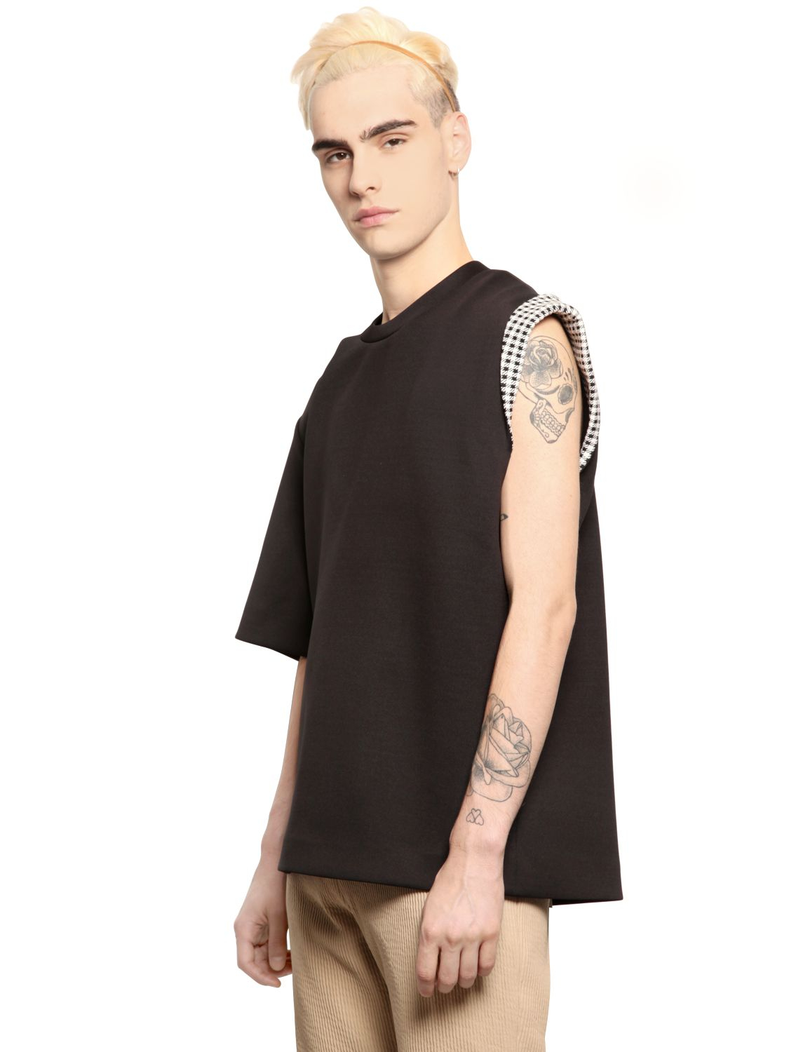 Xander Zhou Neoprene Blend One Sleeve T-shirt in Black for Men | Lyst