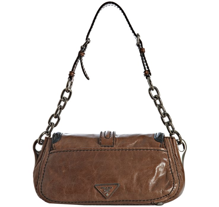 Prada Rosewood Vitello Shine Leather Chain Shoulder Bag in Brown ...  