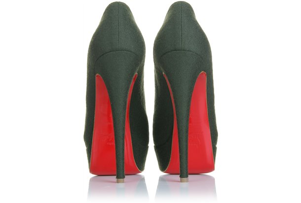 christian louboutin platform booties Black flannel peep toes ...