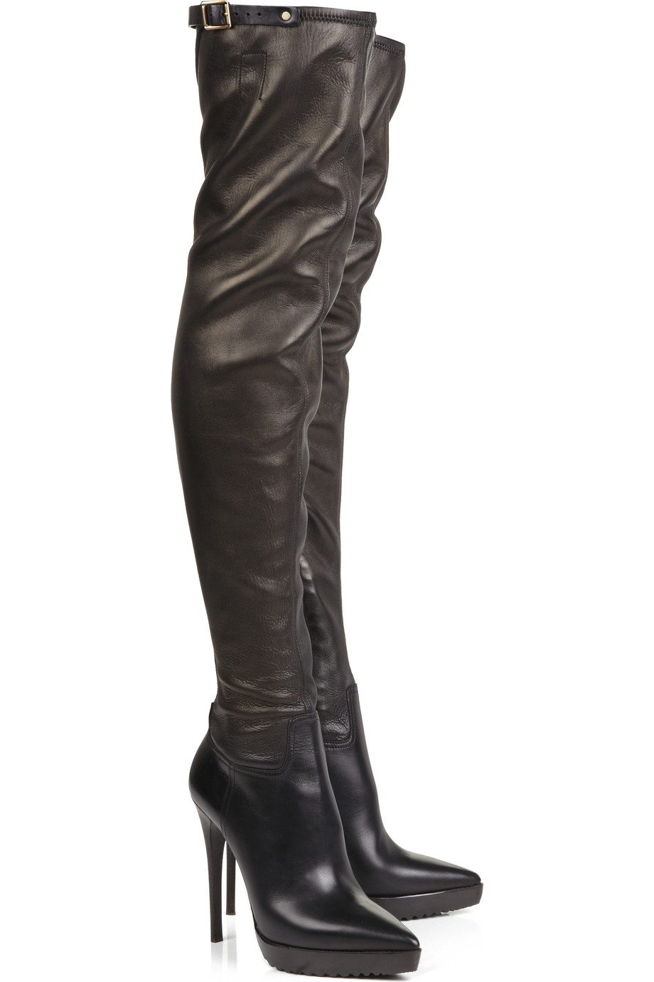 Burberry Prorsum Leather Thigh-high Boots in Black | Lyst