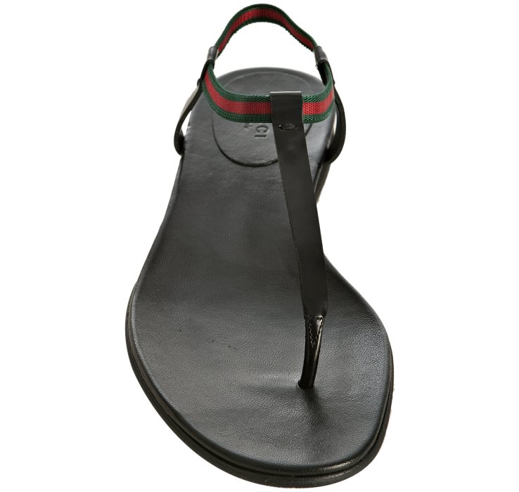 gucci web & leather thong sandals