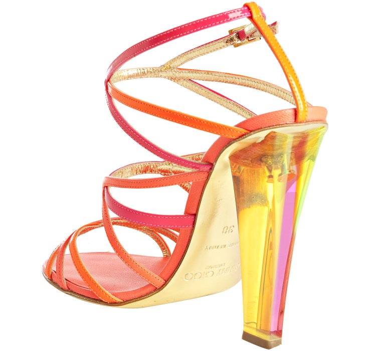 Lyst Jimmy Choo Hot Pink Strappy Leather Poppy Sandals in Pink
