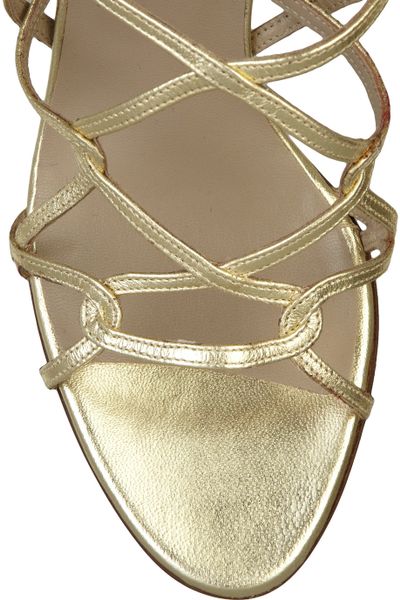 Valentino Leather Strappy Sandals in Gold | Lyst