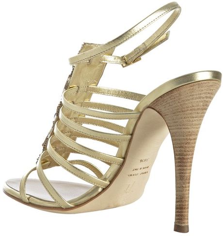 Giuseppe Zanotti Gold Leather Jeweled Sandals in Gold | Lyst