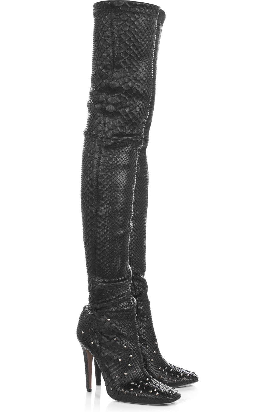 thigh high python boots