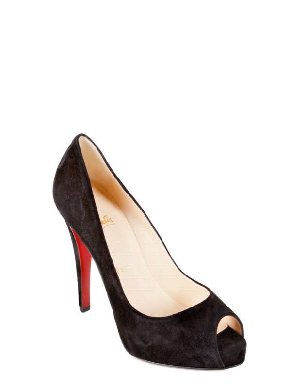Christian Louboutin Very Prive Suede Peep Toe Pumps in Black - Lyst