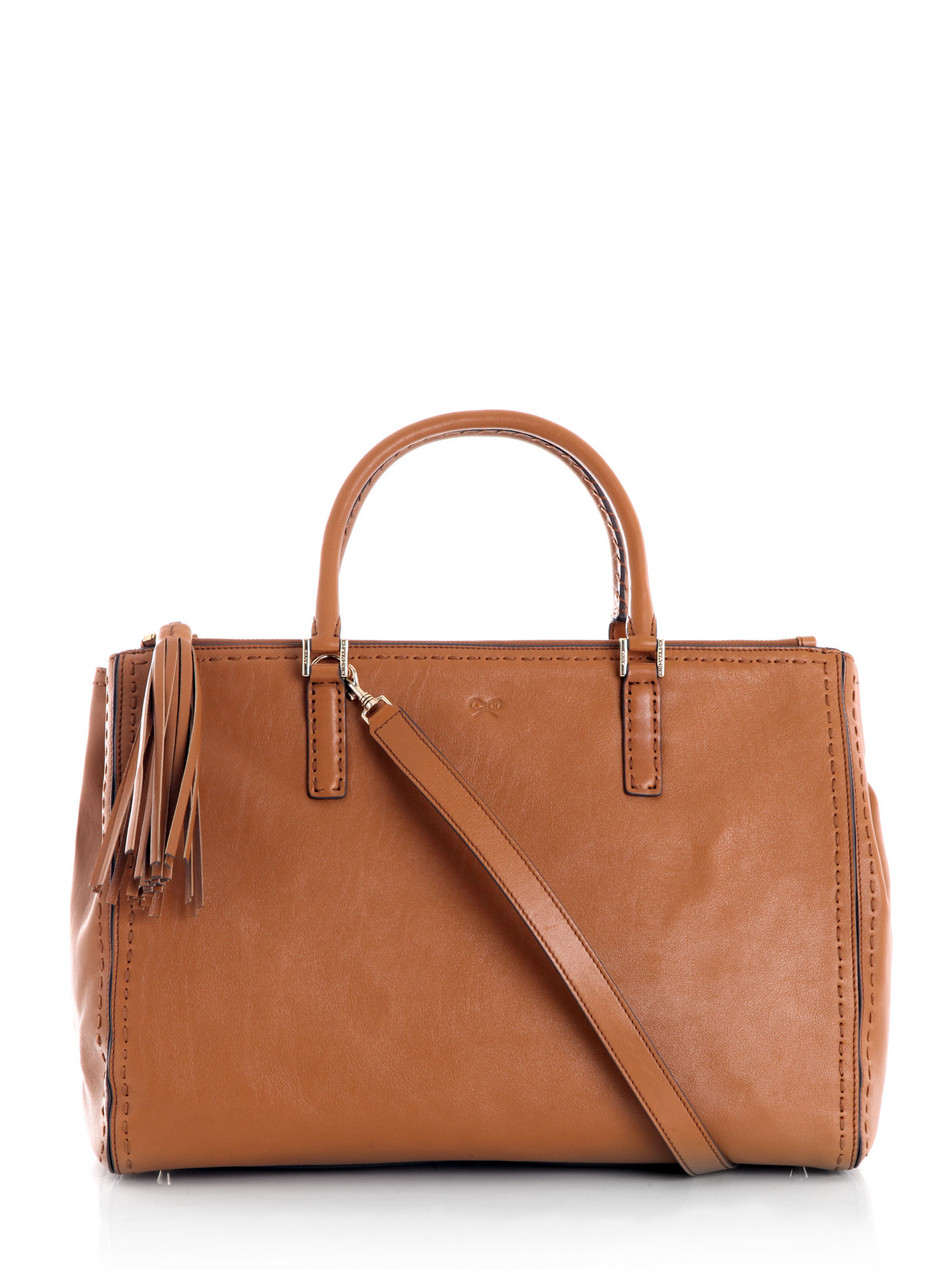 Anya Hindmarch Pimlico High Shine Leather Bag in Brown (tan) | Lyst