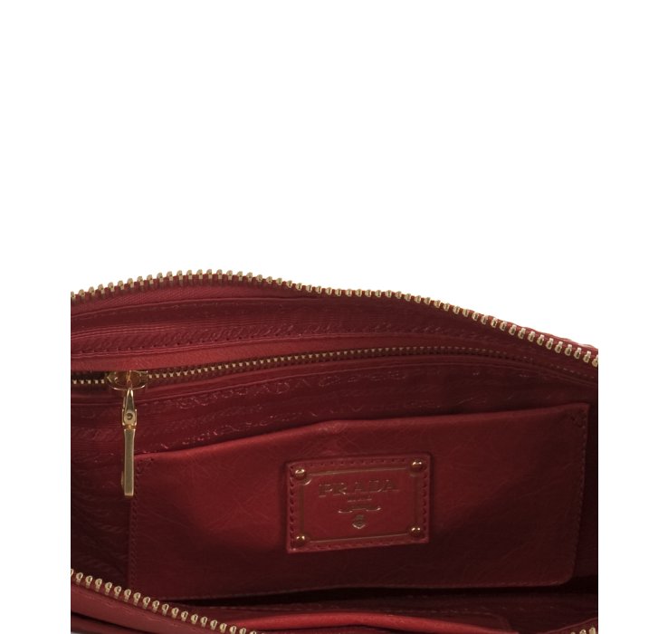 messenger bags prada - Prada Enamel Red Vitello Shine Leather Zip Clutch in Red (cherry ...
