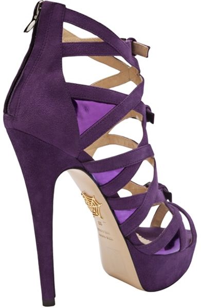 Charlotte Olympia Strappy Platform Heel in Purple (violet) | Lyst