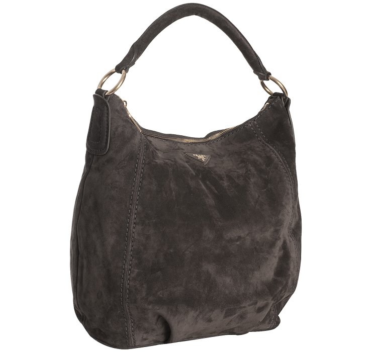Prada Graphite Suede Scamosciato Hobo Shoulder Bag in Gray ...  