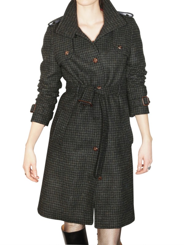 Harnold Brook Tweed Trench Coat in Black Lyst