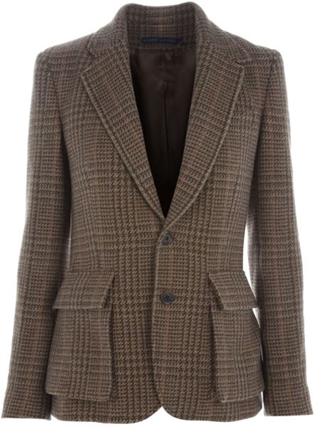 Ralph Lauren Tweed Elbow Patch Jacket in Brown (beige) | Lyst