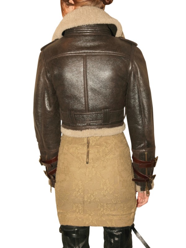 Burberry Prorsum Shearling Aviator Leather Jacket in Brown - Lyst