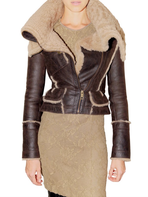 Burberry Prorsum Shearling Leather Jacket in Brown - Lyst