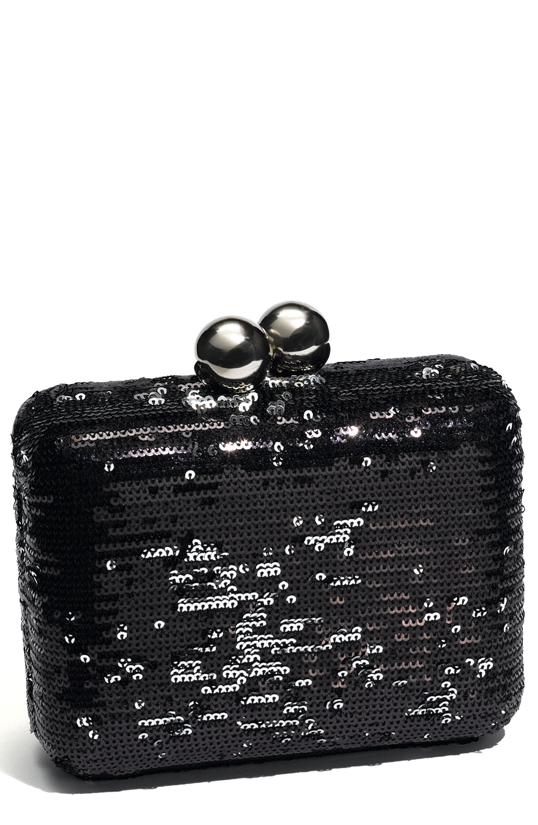 Steven By Steve Madden Sequined Box Clutch in Black (black/ silver) | Lyst