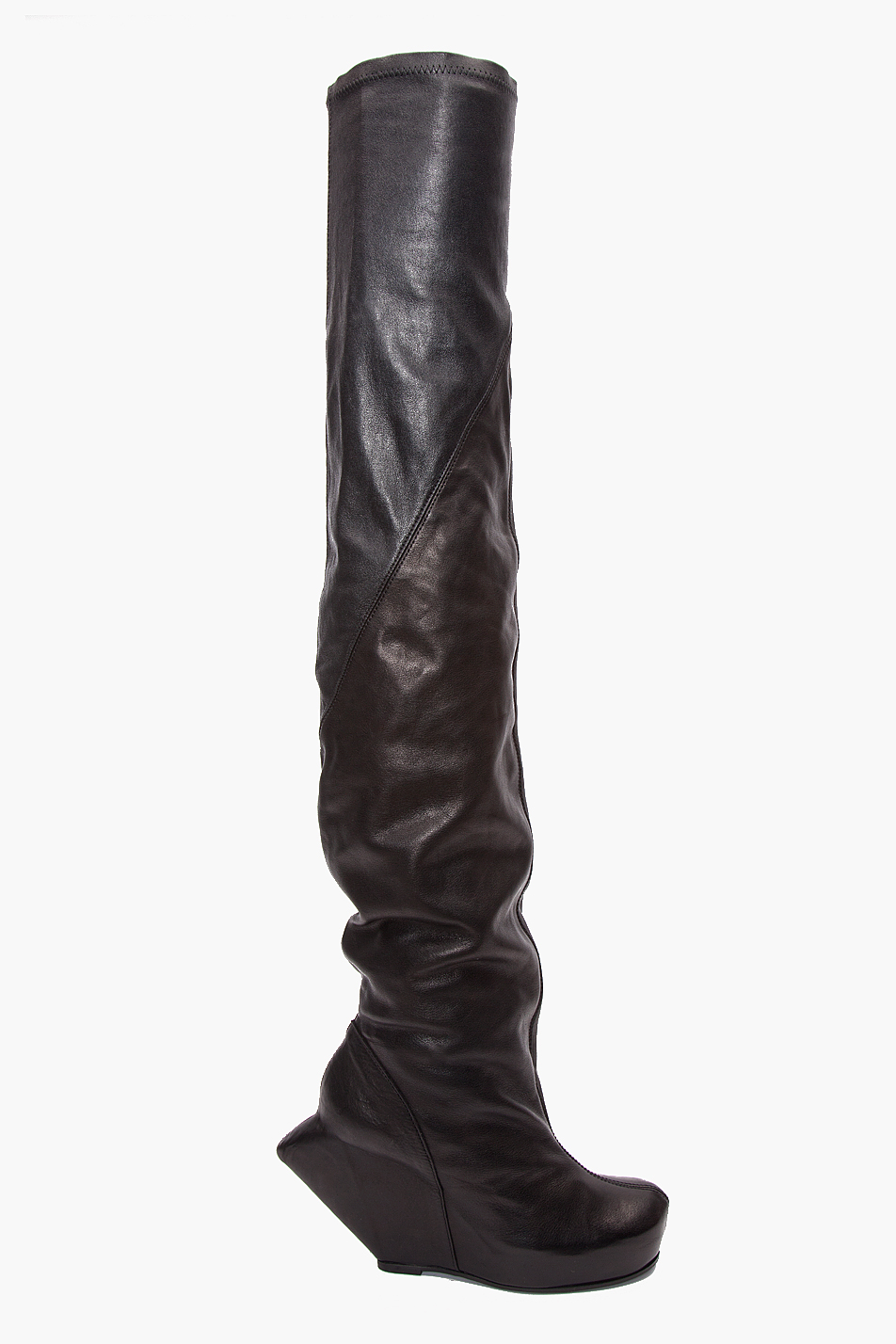 Rick Owens Thigh-high Spike Wedge Boots in Black | Lyst