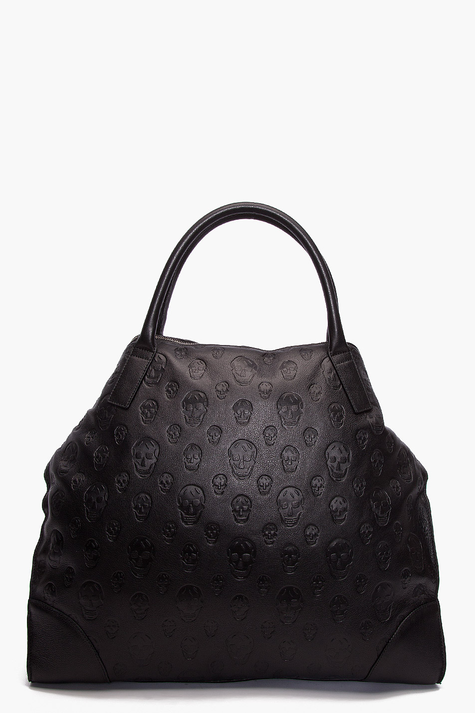 Alexander Mcqueen Embossed Skull Tote In Black Lyst