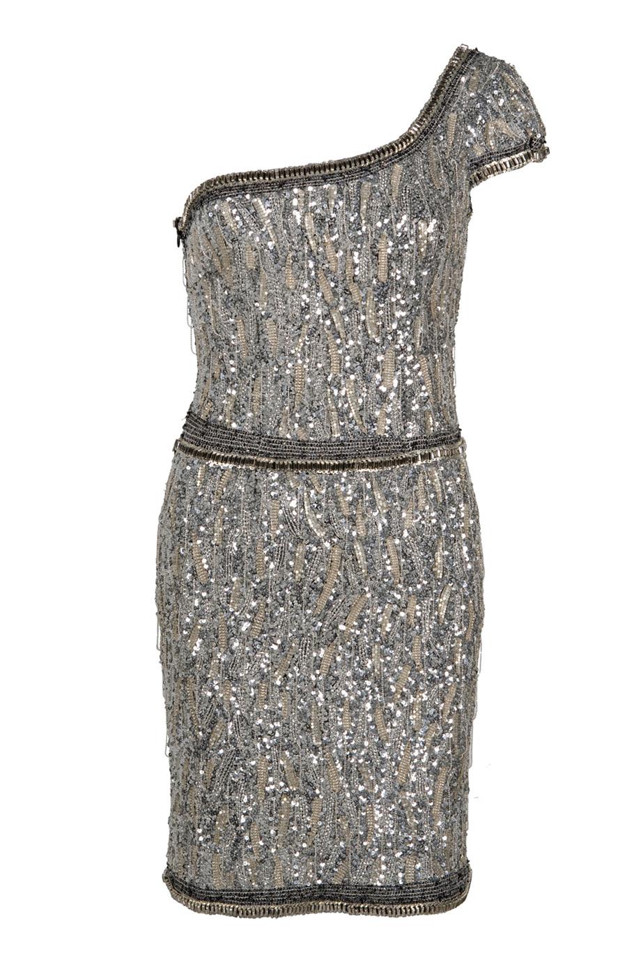 Collette Dinnigan Beaded One Shoulder Dress. in Silver | Lyst