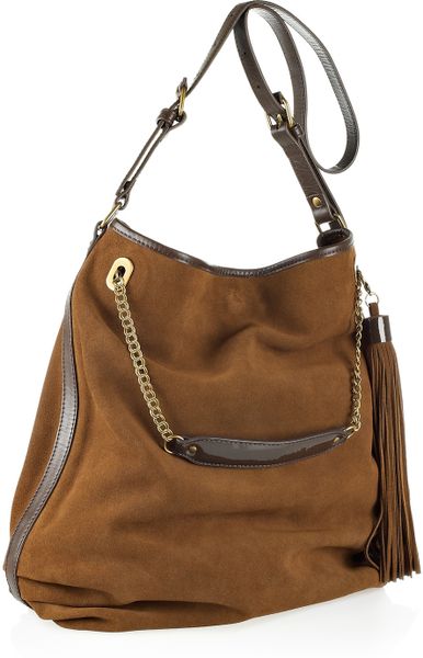 Vanessa Bruno Leather-trimmed Suede Bag in Brown | Lyst