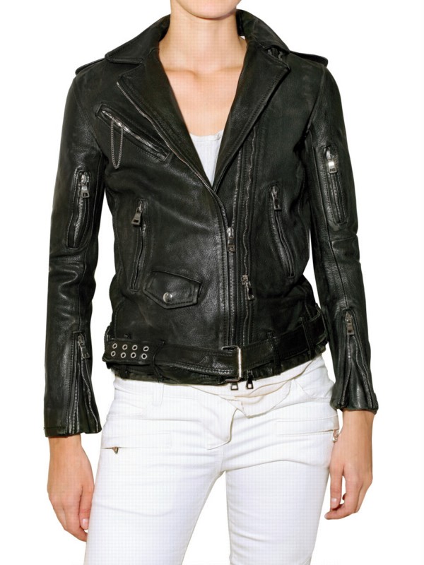 Balmain Rough Leather Jacket in Black | Lyst