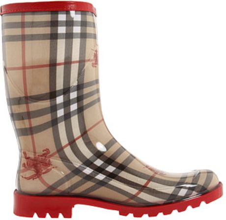 Burberry Mid-calf Rain Boots in Red (military red) | Lyst