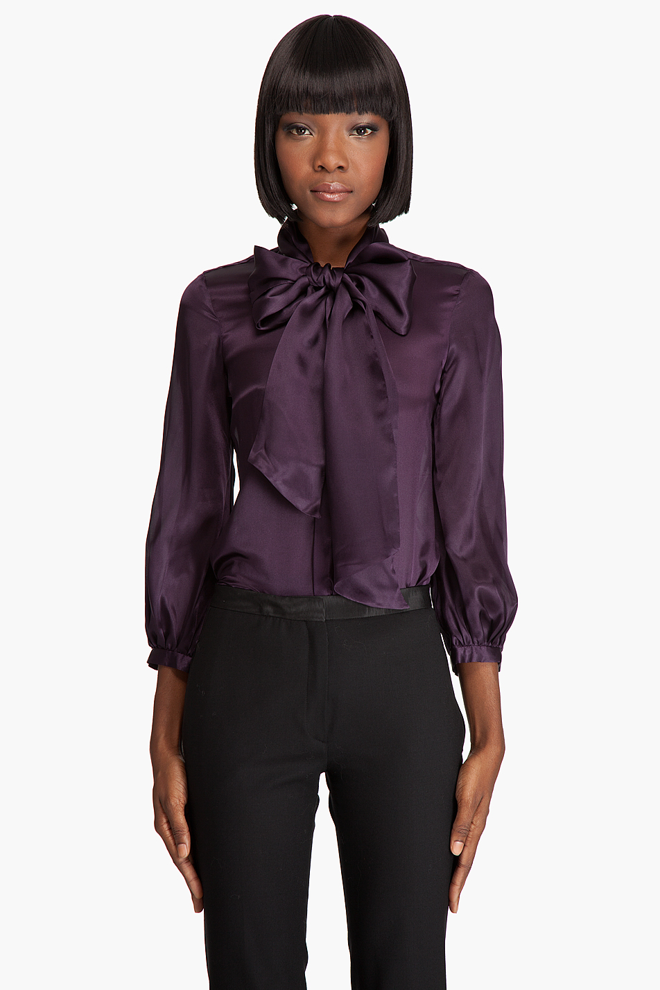 Lyst Dsquared² Scarf Tie Silk Blouse in Purple