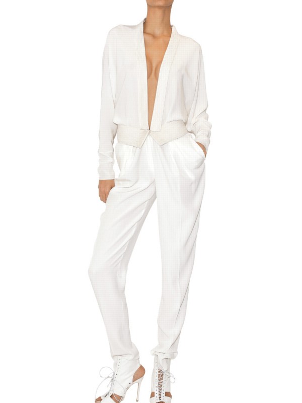 satin jumpsuit white