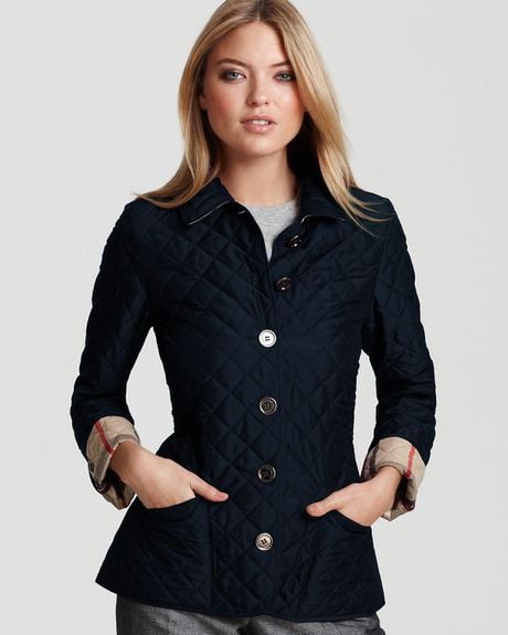 Burberry Q-nova Check Quilted Jacket in Blue (Sapphire) | Lyst