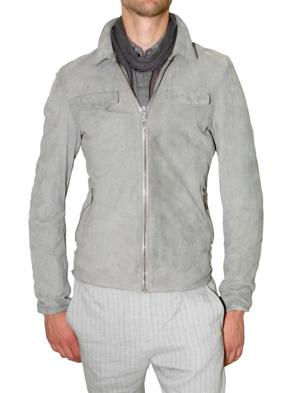 Lyst Costume National Light Weight Washed Suede Leather Jacket In Gallery
