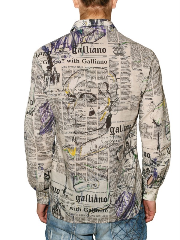 John Galliano Gazette Printed Cotton Canvas Shirt in White for Men - Lyst