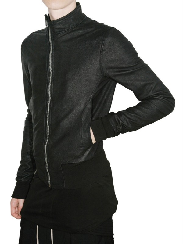 Rick Owens Vegetable Treated Light Lambskin Jacket In Black For Gallery