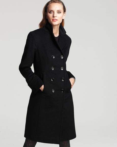 Ash Calvin Klein Cashmere Double-breasted Reefer Coat in Black | Lyst