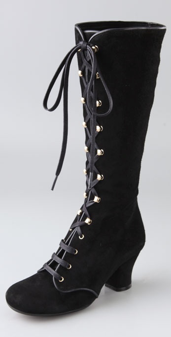 chie mihara low heel lace up boots