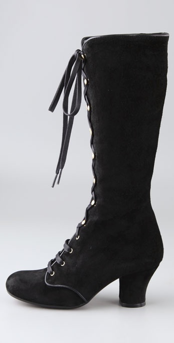 chie mihara low heel lace up boots
