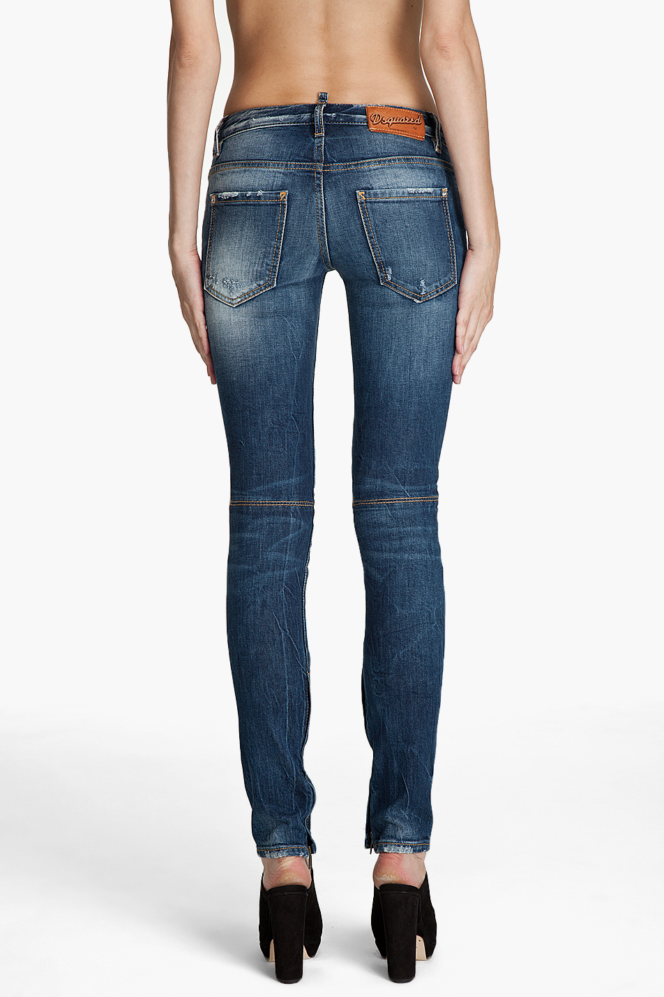 DSquared² Super Skinny Low Rise Jeans in Blue | Lyst
