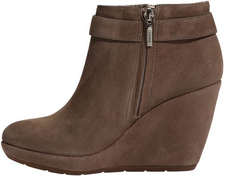 Geox Alessia Wedge Ankle Boot in (sand suede) | Lyst