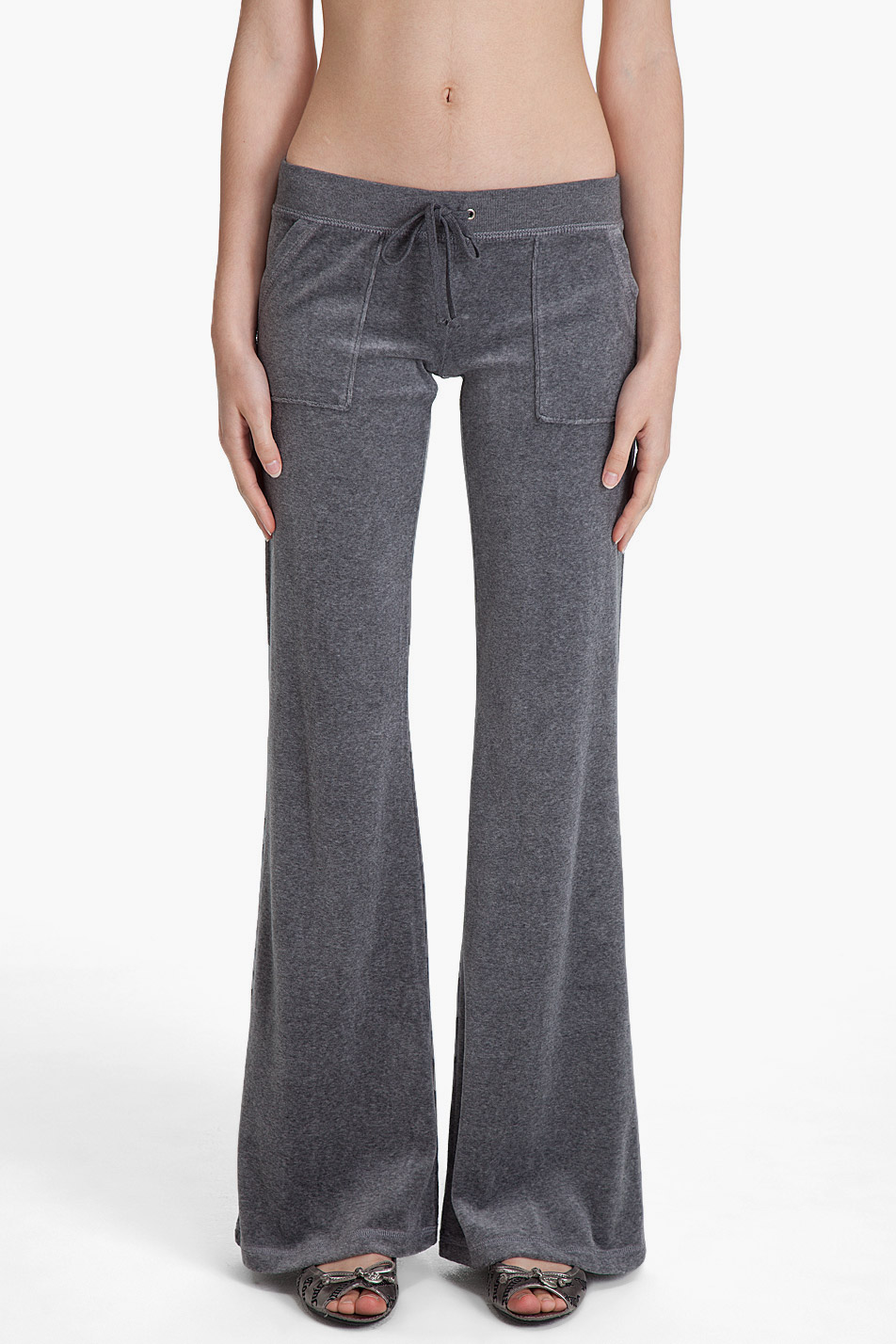 Juicy Couture Flare Velour Pants in Gray