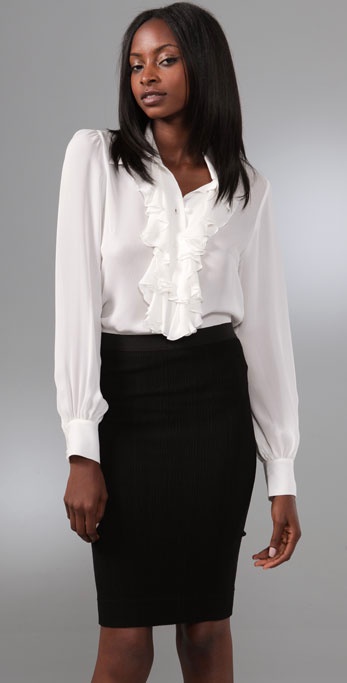 Online white button front blouses for women