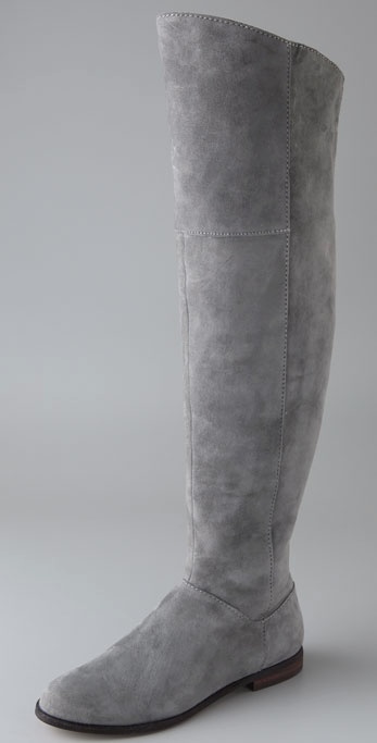 gray over the knee boots flat